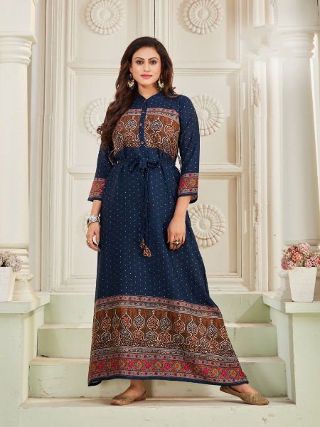 Blue Hills Walkway Touch 1 New Fancy Party Wear Long Anarkali Kurti Latest Collection